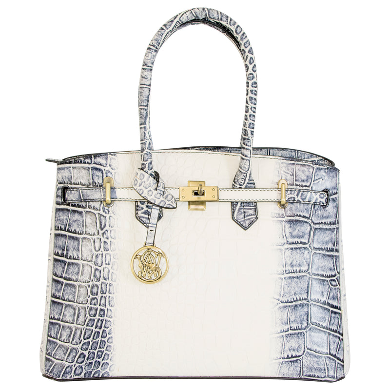 Brahmin White Crocodile Embossed Handbag at 1stDibs | brahmin white  alligator purse, white brahmin purse, brahmin white handbags